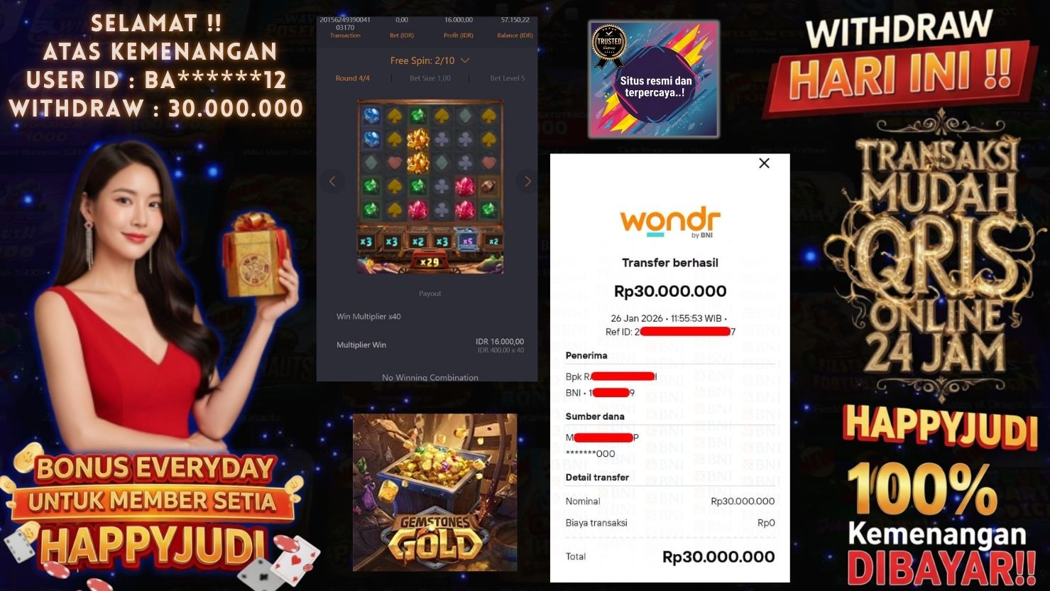 HAPPYJUDI JACKPOT SLOT GEMSTONES GOLD